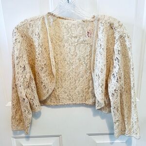 Vintage beige beaded and lace Bolero